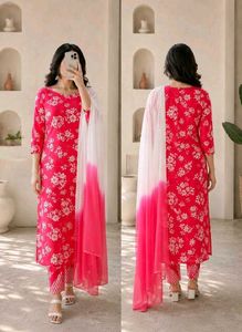 Vibrant Floral Print Kurta Set
