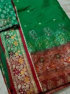 Beautiful Teal and Green Sarees with Blouse