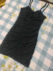 H&amp;M Black Ruched Mini Dress