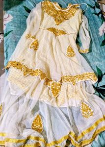 Elegant Cream & Gold Embroidered Maxi Dress