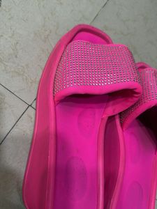 Sparkly Pink Platform Slides