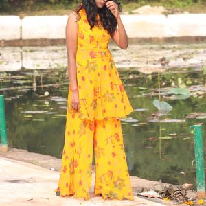 Floral Yellow Two-Piece Set