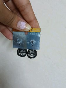 Black Metal Jhumka And Pendent