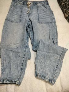 Light Wash Denim Jogger Pants