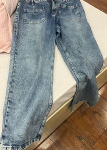 Imported Trendy Acid Wash Wide Leg Jeans