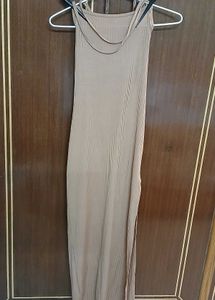 Tie Up Backless Midi Dress with High Slit
