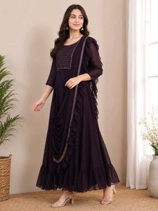 Elegant Purple Georgette dress