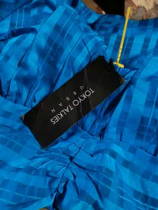New Stunning Blue Puff Sleeve Mini Dress