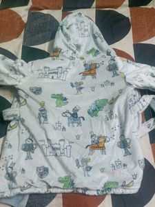 Cute Baby Robe with Knight and Dragon Print