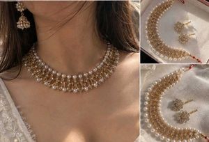 Elegant Pearl &amp; Gold Necklace Set