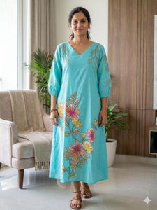 last price Beautiful Blue Kurta with Floral Embroi