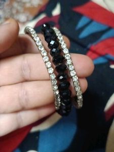 Elegant Black Beaded Bangle Bracelet