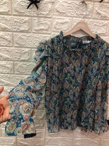 Boho Paisley Print Ruffle Top🎗️☁️