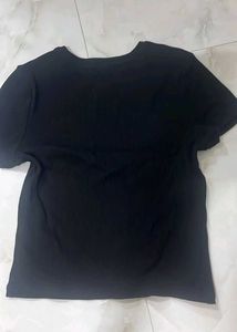 Classic Black Ribbed Fitted T-Shirt