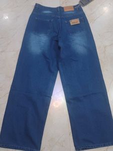 Classic Blue Wide Leg Denim Jeans