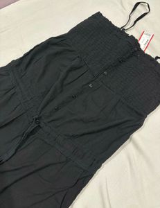 Black Smocked Jumpsuit