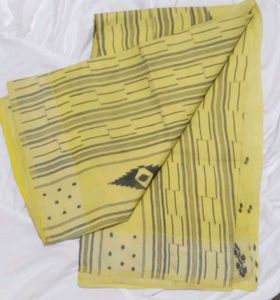 Yellow Hand Block Print Saree