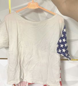 USA Flag Print Crop Top