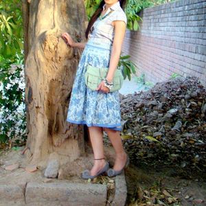 Indie Print Midi Skirt