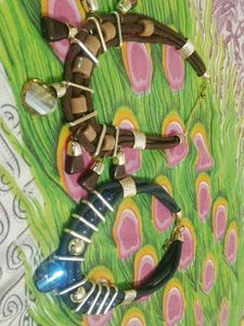 Statement Necklace with Blue & Brown Accents