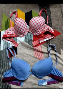 💜99Rs SALE💜Two-Pack Bras: Gingham &amp; Blue