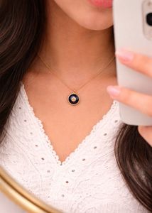 Elegant Blue & Gold Pendant Necklace