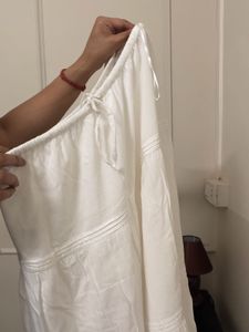 H&amp;M Flowy White Tiered Maxi Skirt