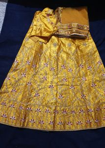 Golden Embroidered Lehenga Choli Set