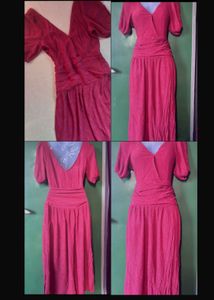 🍁Chic Red Puff Sleeve Maxi Dress