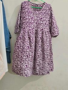 Purple Floral Print Kurta Only kurt