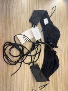 ZARA Black Faux Leather Ruched Crop Top