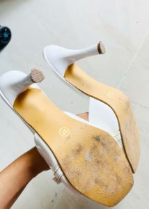 Stylish White Mule Heels