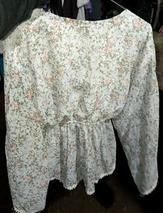 Chic Floral Print Sheer Blouse