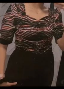 Stylish Velvet Print Blouse