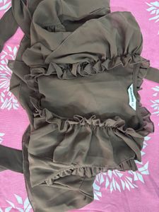 Elegant Brown Ruffled Sleeveless Top