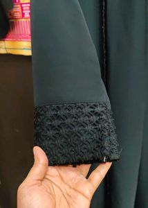 Elegant Black Abaya with Lace Detail