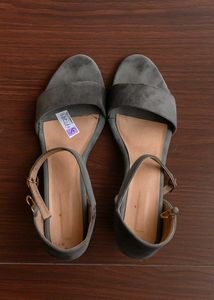Gray Ankle Strap Heels