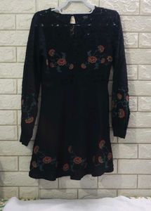Forever21 Black Embroidered Lace Dress