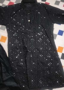 Stunning Black Sequined Kurta Set