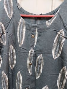 Grey Gold Foil Print Kurta