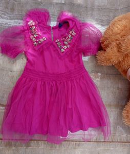 Fuchsia Tutu Dress with Floral Collar