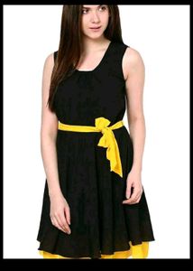 Chic Black & Yellow Sleeveless Dress