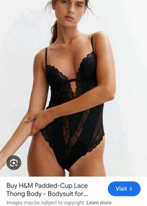 H&M Lace Padded Bodysuit - Black