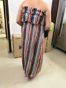 Strapless Striped Maxi Dress