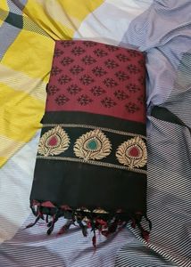 Red And Black Saree Is For Sale