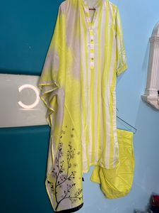 Neon White suit with dupatta And Pants