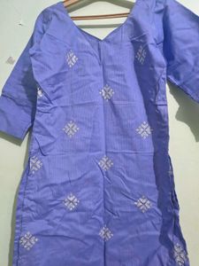 Beautiful Lavender Kurta Set with White Embroidery