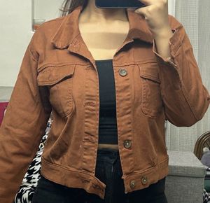 shein brown coloured denim jacket
