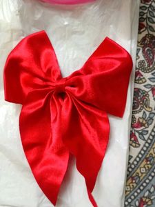 Red Satin Bow Hair Clip