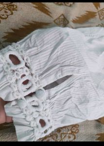 Chic White Embroidered Kurta Top